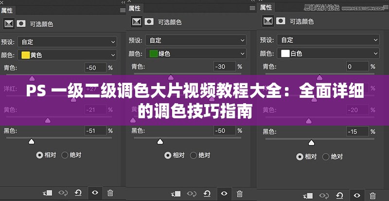 PS 一级二级调色大片视频教程大全：全面详细的调色技巧指南