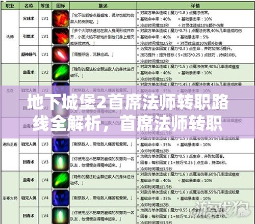 地下城堡2首席法师转职路线全解析，首席法师转职元素师、幻术师还是巫医？