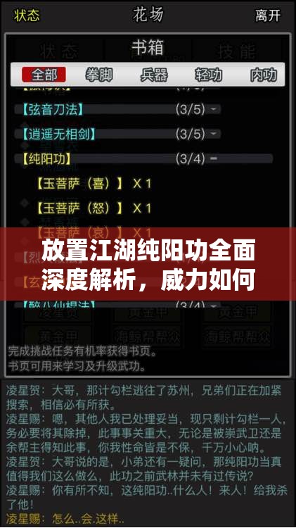 放置江湖纯阳功全面深度解析，威力如何？高效管理与使用策略揭秘