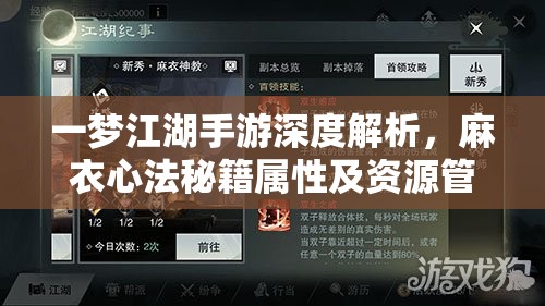 一梦江湖手游深度解析，麻衣心法秘籍属性及资源管理策略