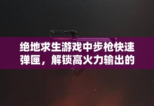 绝地求生游戏中步枪快速弹匣，解锁高火力输出的秘密武器