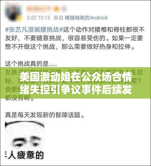 美国激动姐在公众场合情绪失控引争议事件后续发展