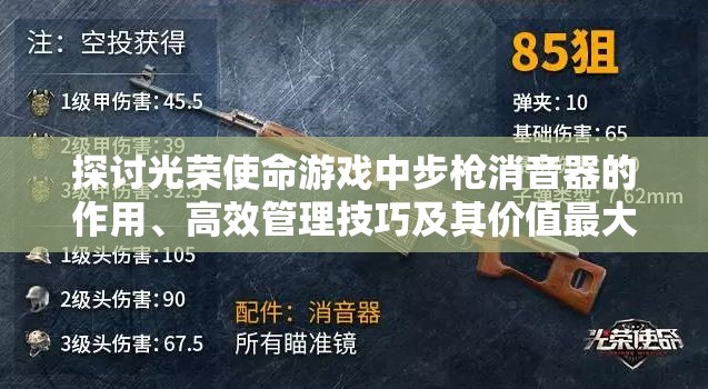 探讨光荣使命游戏中步枪消音器的作用、高效管理技巧及其价值最大化策略