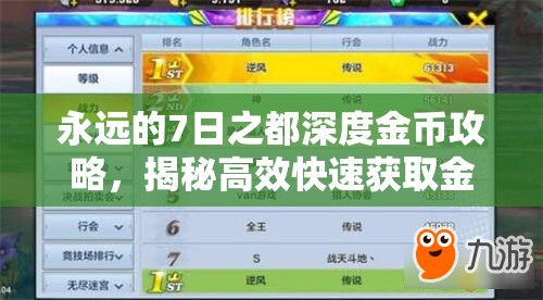 永远的7日之都深度金币攻略，揭秘高效快速获取金币的秘密通道与技巧