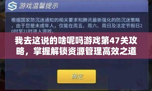 我去这说的啥呢吗游戏第47关攻略，掌握解锁资源管理高效之道的秘诀