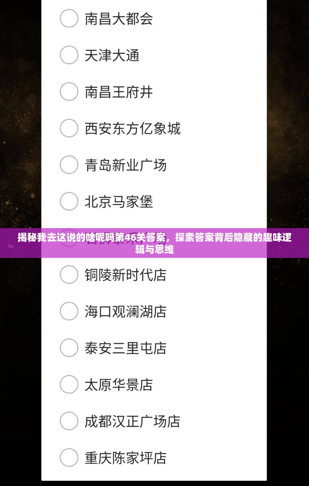 揭秘我去这说的啥呢吗第46关答案，探索答案背后隐藏的趣味逻辑与思维