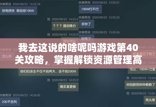 我去这说的啥呢吗游戏第40关攻略，掌握解锁资源管理高效之道的秘诀