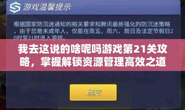 我去这说的啥呢吗游戏第21关攻略，掌握解锁资源管理高效之道的秘诀