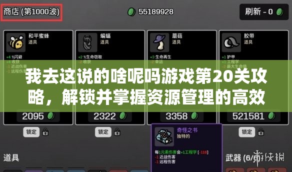 我去这说的啥呢吗游戏第20关攻略，解锁并掌握资源管理的高效策略与技巧