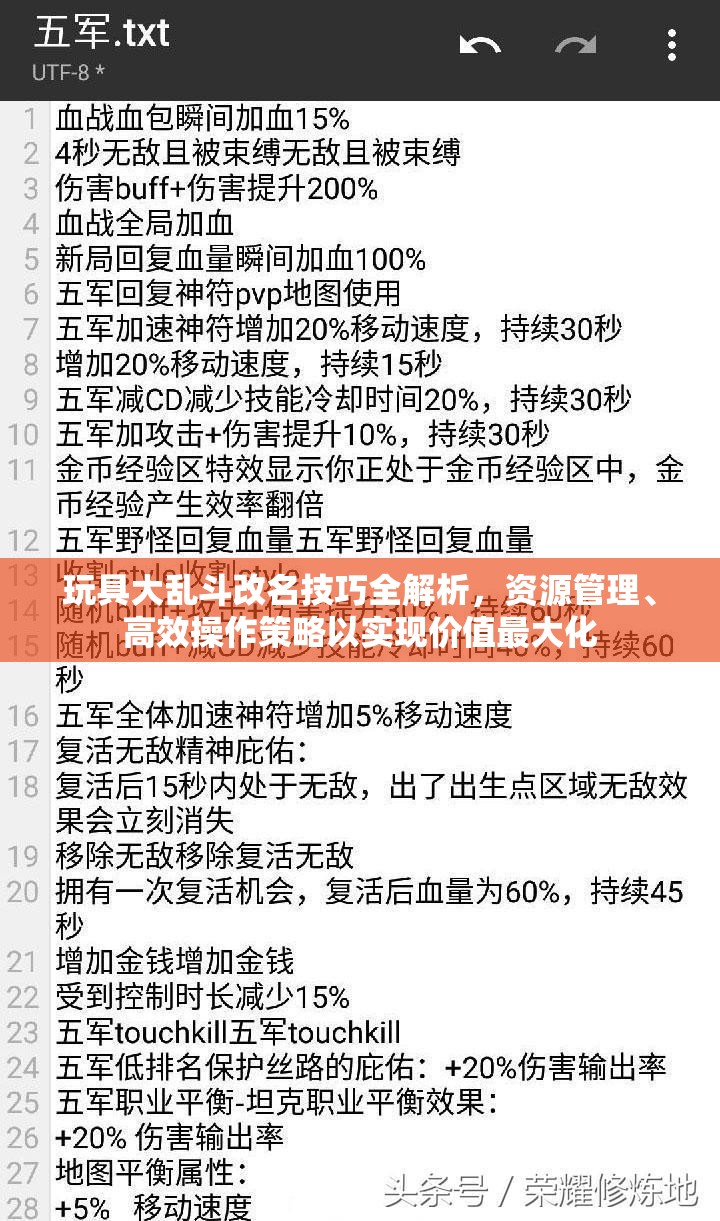 玩具大乱斗改名技巧全解析，资源管理、高效操作策略以实现价值最大化