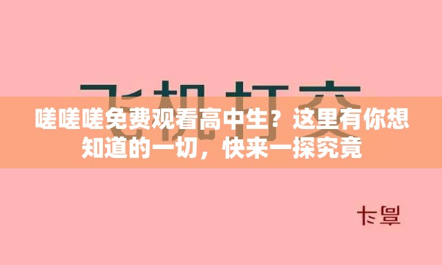 嗟嗟嗟免费观看高中生？这里有你想知道的一切，快来一探究竟