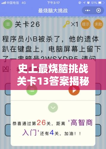 史上最烧脑挑战关卡13答案揭秘，第十三关‘演变史专题’究竟如何通关？