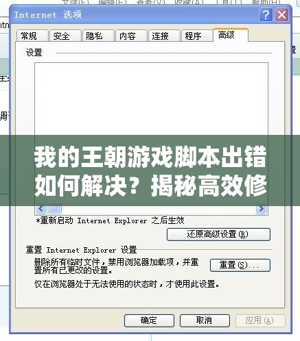 我的王朝游戏脚本出错如何解决？揭秘高效修复办法！