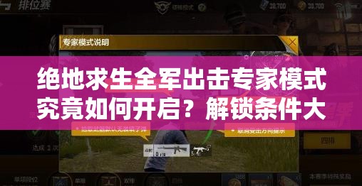 绝地求生全军出击专家模式究竟如何开启？解锁条件大揭秘！