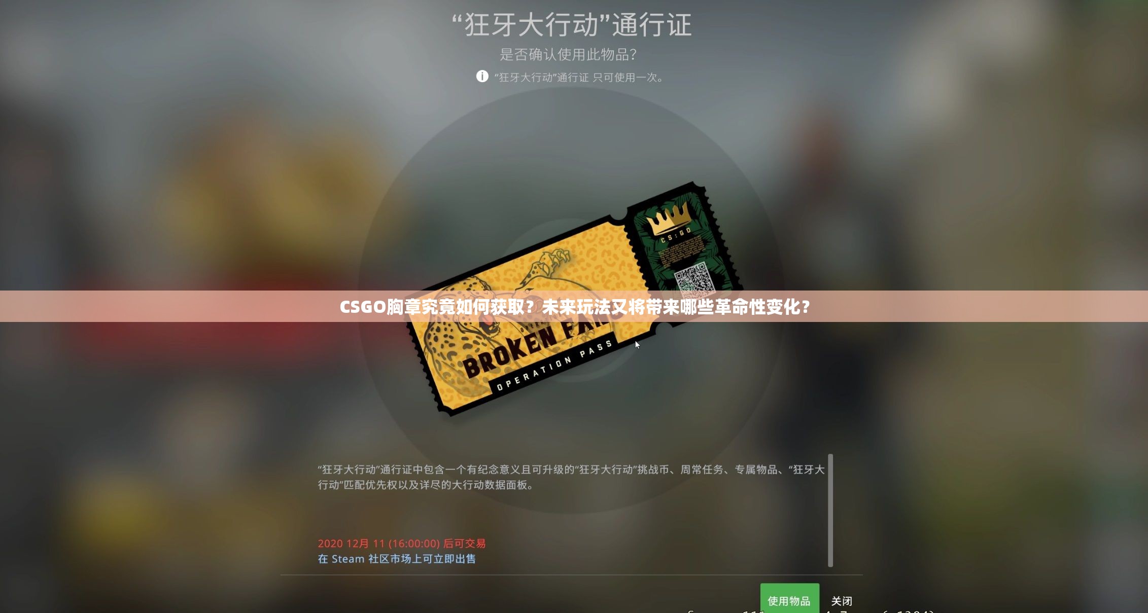 CSGO胸章究竟如何获取？未来玩法又将带来哪些革命性变化？